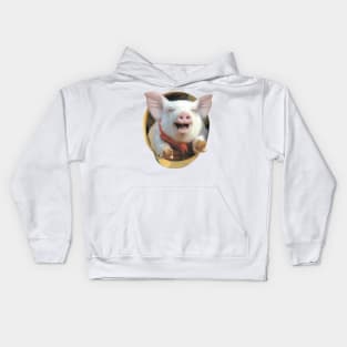 Pig pet in the hat - Oil paint Kids Hoodie